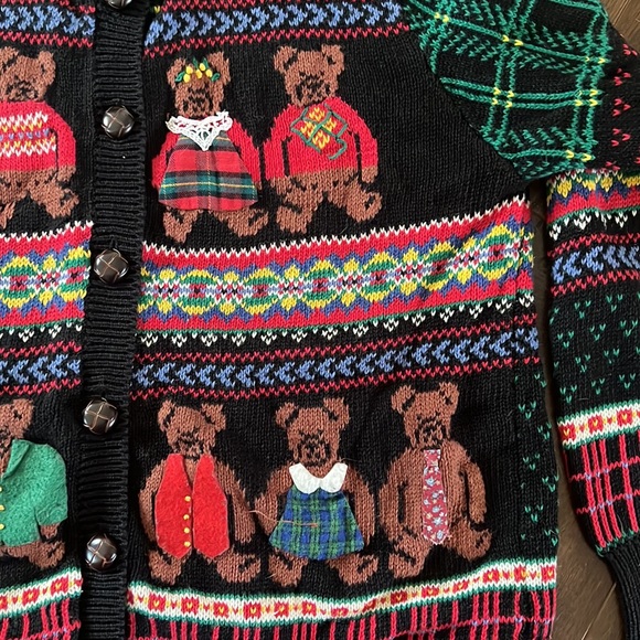 Vintage Susan Bristol teddy bear cardigan, size small Christmas sweater - Picture 4 of 9